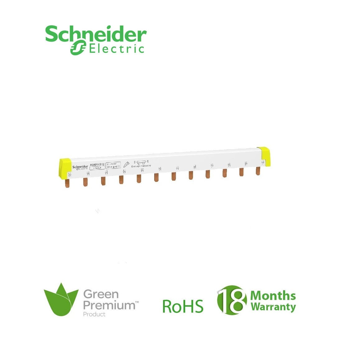 SCHNEIDER - Acti9, Comb Busbar, 3L, 18mm Pitch, 12 Modules, 100A