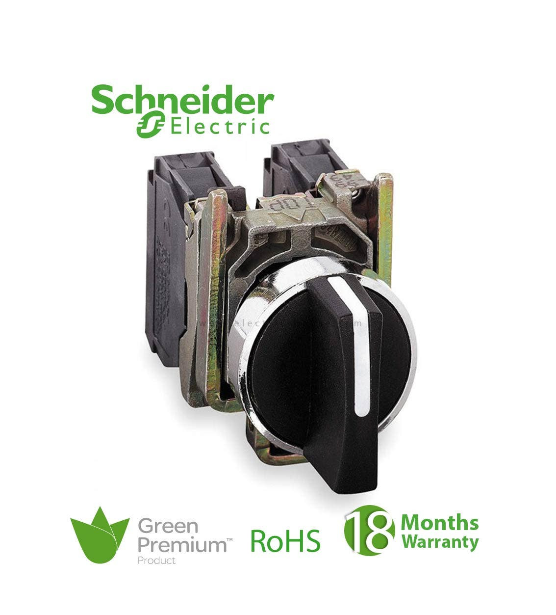 SCHNEIDER - Black Selector Switch ˜22 3-Position Spring Return 2No 600V