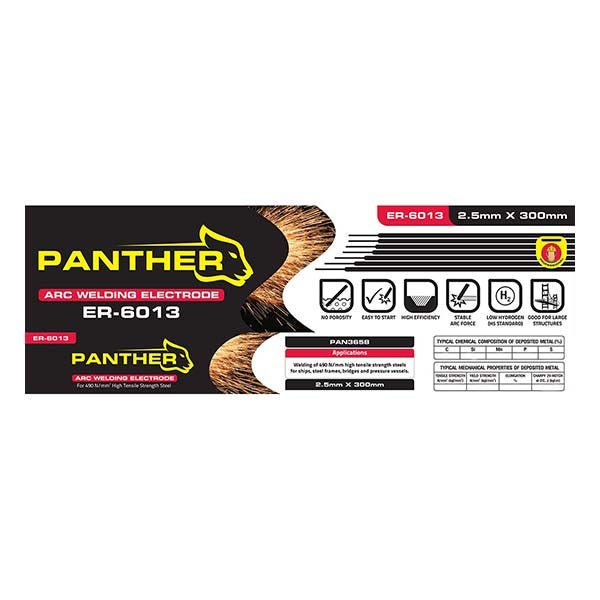 PANTHER - Welding Electrode, 6013, 2.5mm x 300 mm, 2.5kg/pkt