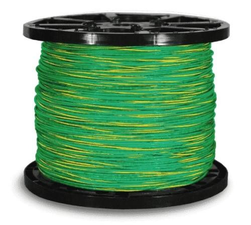 Mesc Flexible Copper Wire - 450/750 V - Coil Length 500 Feet - THNN AWG8/PVC - Yellow x Green