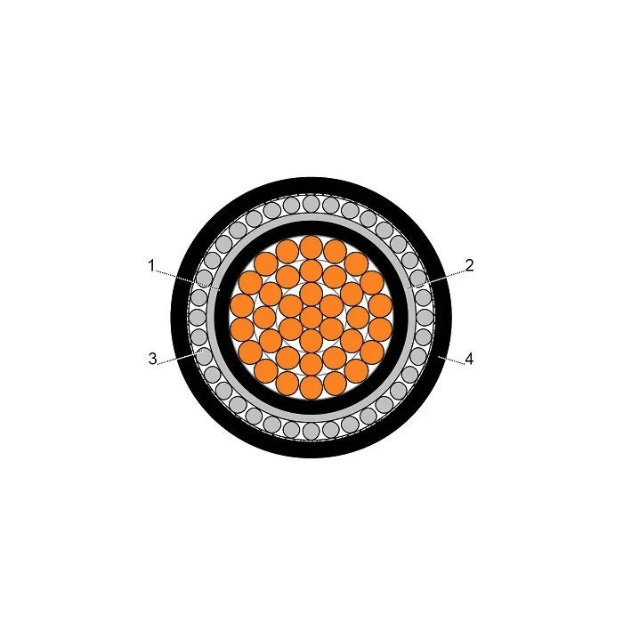 BAHRA CABLES - Power Cable Low Voltage, XLPE Copper AWA, 1x500mm, 600/1000V, Black - RM IEC 60502-1 FR-IEC 60332-1