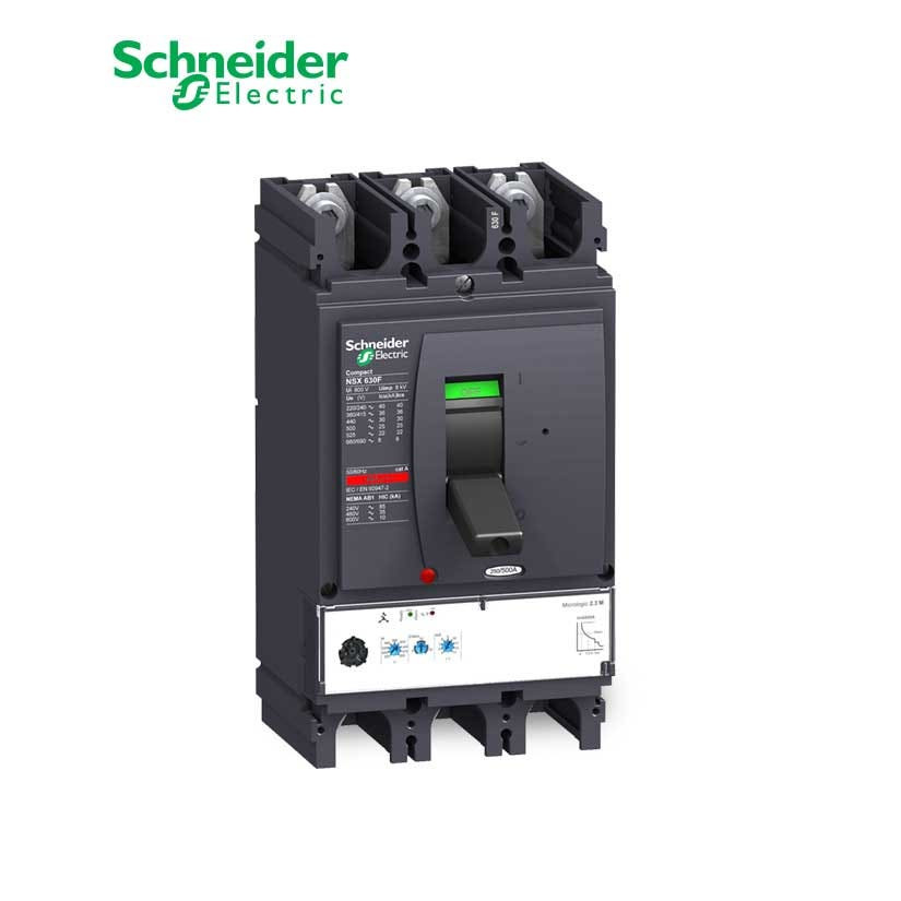 SCHNEIDER - MCCB Breaker, ComPact NSX630F, 3P 3d, 36kA at 415 VAC, MicroLogic 2.3 M Trip Unit 500A