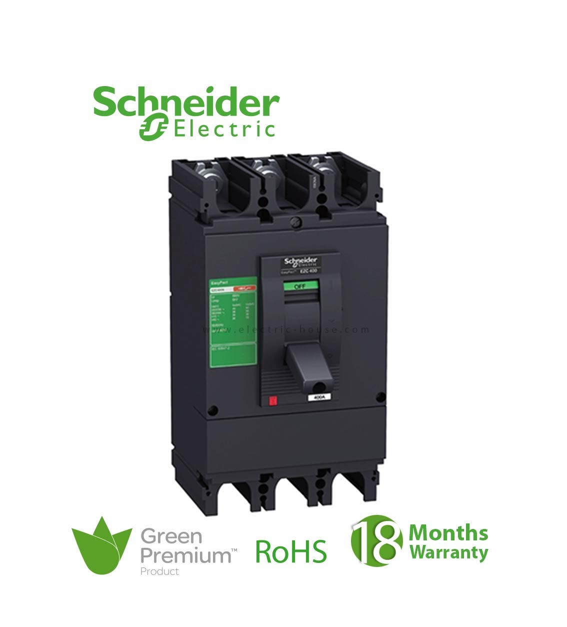 SCHNEIDER - MCCB Breaker, EasyPact EZC100N, 3P, 80A, 15kA 400/415V, TMD Trip Unit