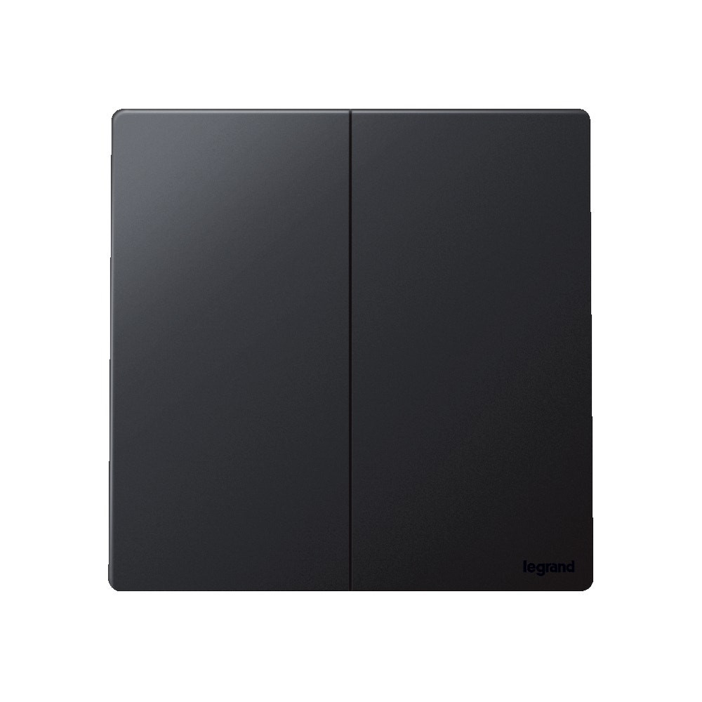 LEGRAND - Single Pole Switch Mallia, 2 Gang, 1 Way, 20 AX, 250 V~, Matt Black