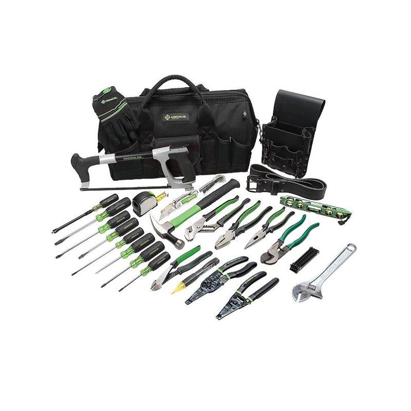GREENLEE - Electricians Tool Kit, 28 Pieces with 20" Heavy Duty Multi-Pocket Bag