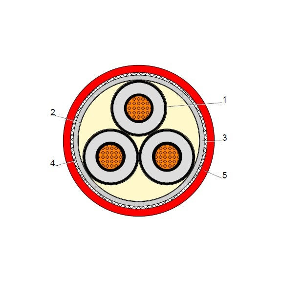 BAHRA CABLES - Power Cable Medium Voltage, XLPE Copper STA , 3X50mm, 15kV - CTS IEC 60502-2 FR-IEC 60332-1