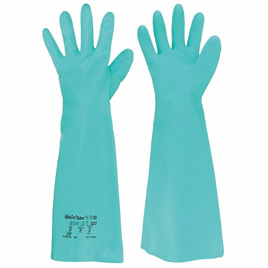 Chemical Resistant Gloves, Size 7, Glove Materials Nitrile, 1 PR