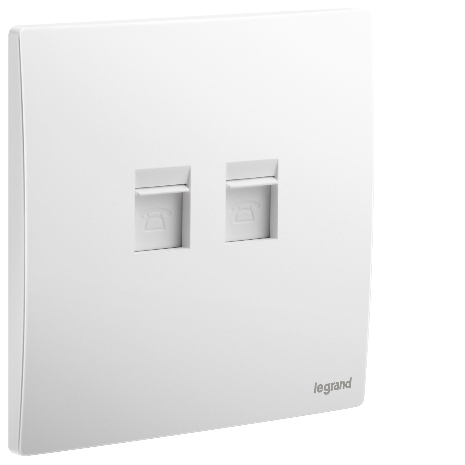 LEGRAND - Telephone Socket Mallia, Double RJ 11, 4 Contacts, Matt White