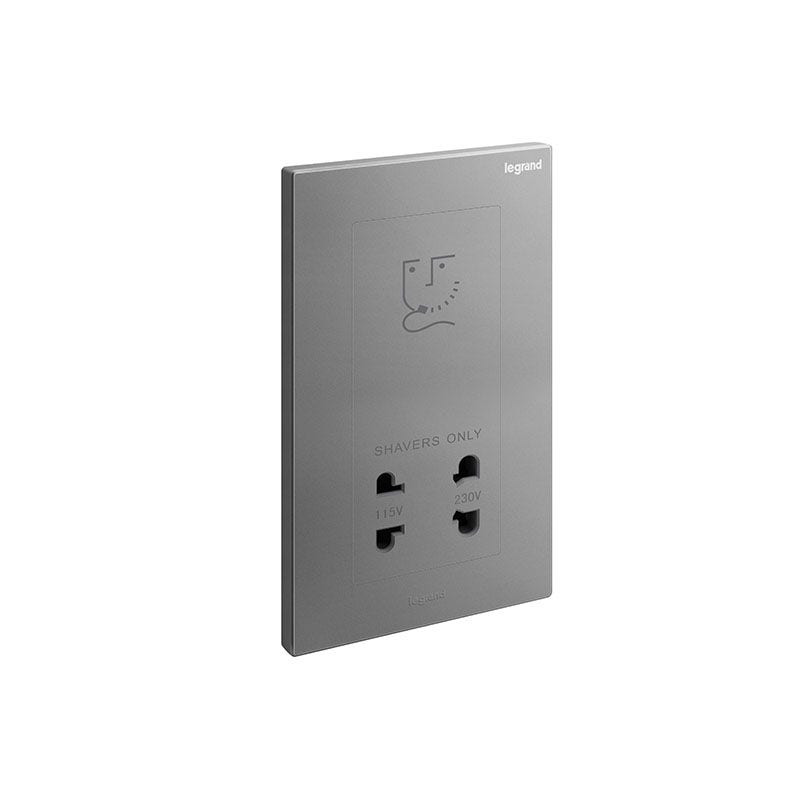 ليجراند - مخرج مقبس حلاقة Galion، مجوز، 2 مخرج، 110V و230V، Dark Silver