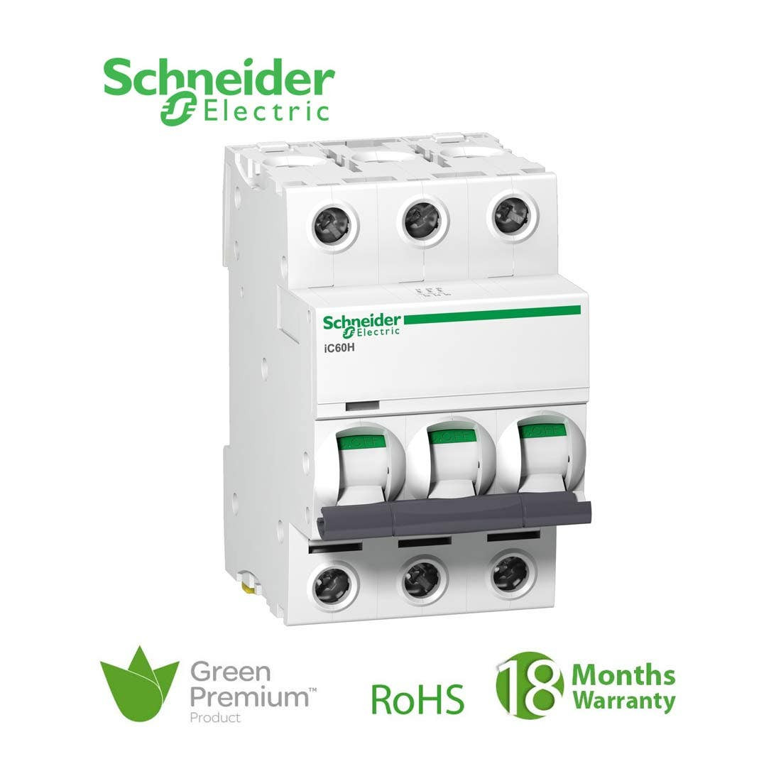 SCHNEIDER - MCB Breaker, Acti9 iC60H, 3P, 50A, B curve 