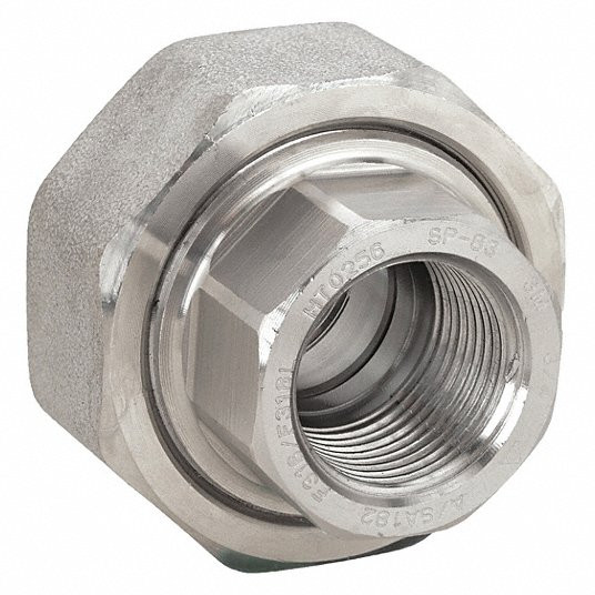 Union, 316 Stainless Steel, 3/4 in x 3/4 in Fitting Pipe Size, Female NPT x Female NPT, Class 3000