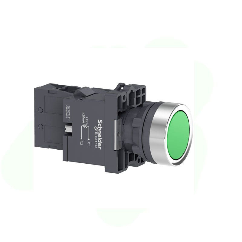 SCHNEIDER - IPB 220V AC 1No, Flush Green