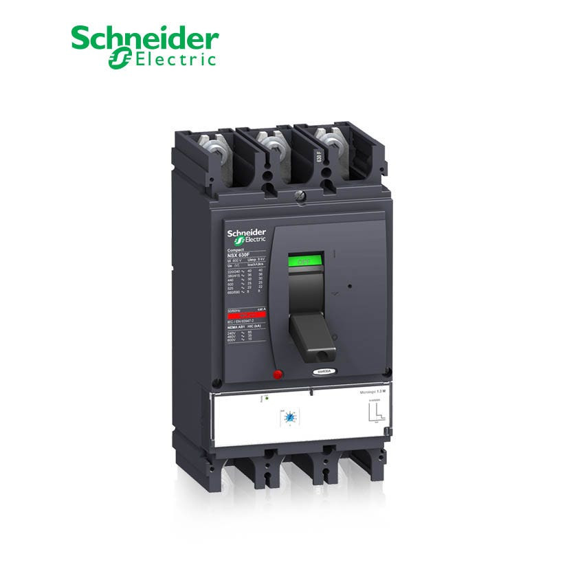 SCHNEIDER - MCCB Breaker, ComPact NSX630N, 50kA at 415 VAC, MicroLogic 1.3 M Trip Unit 500A, 3P 3d