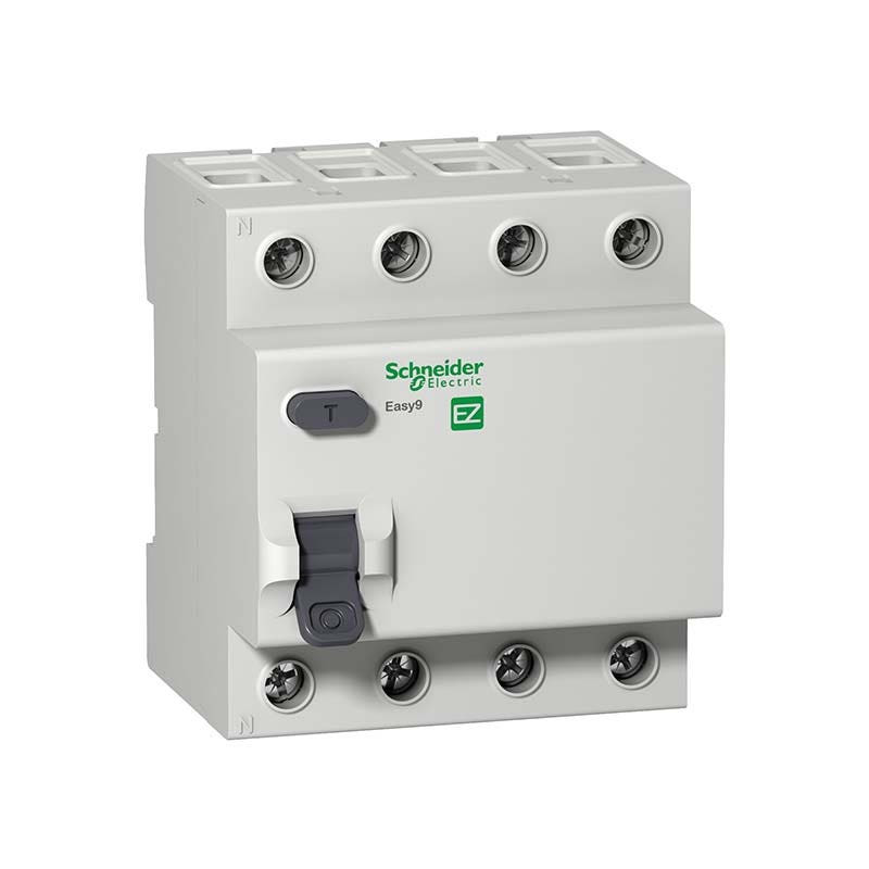 SCHNEIDER - RCCB Breaker, Easy9, 4P, 63A, 30 mA, Type AC