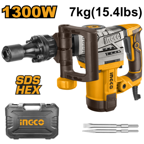 Demolition breaker 1300W 7kg With 2pcs chisels Impact Driver كمبروسر تكسير 1300 وات 7 كيلو