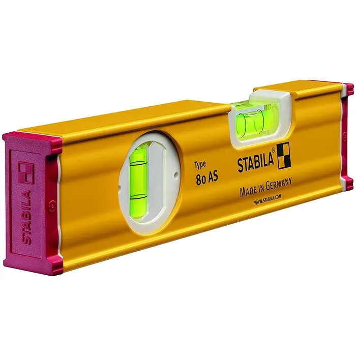 Spirit Level 20cm, 2 Vials, Type 80 AS, Made In Germany