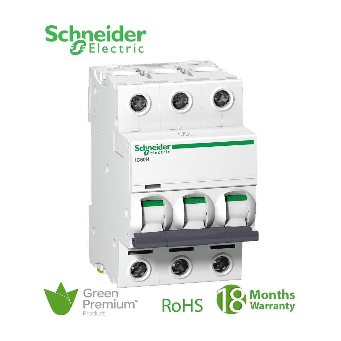 SCHNEIDER - MCB Breaker, Acti9 iC60H, 3P, 6A, C curve 