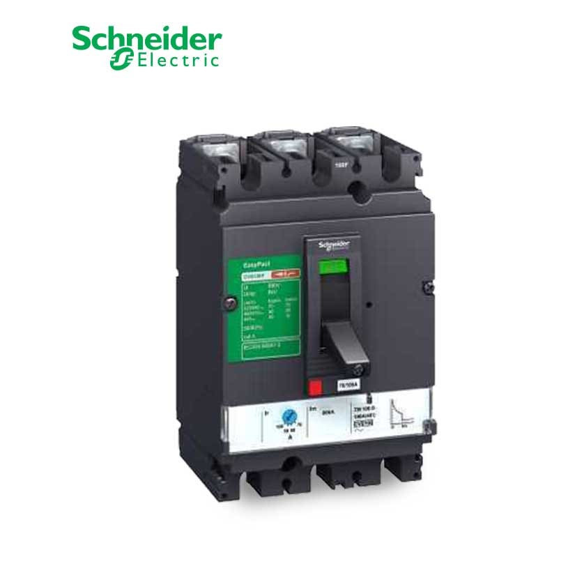 SCHNEIDER - MCCB Breaker, EasyPact CVS160F, 36kA at 415 VAC, 100 A magnetic MA Trip Unit, 3P 3d