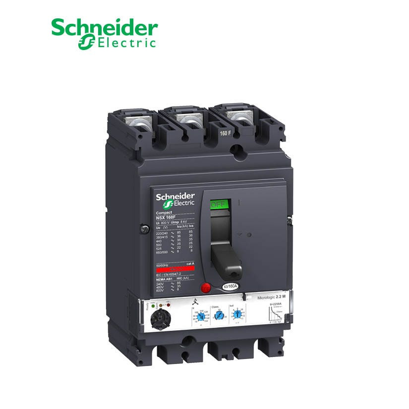 شنايدر - قاطع رئيسي 160 أمبير - ComPact NSX160F, 3P 3d, 36kA at 415 VAC, MicroLogic 2.2 Trip Unit 160A