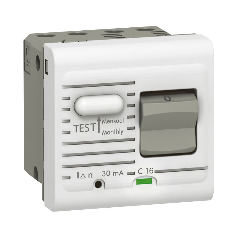 LEGRAND - RCBO Arteor, Single Pole + Neutral, 30 mA, 2 Modules, White