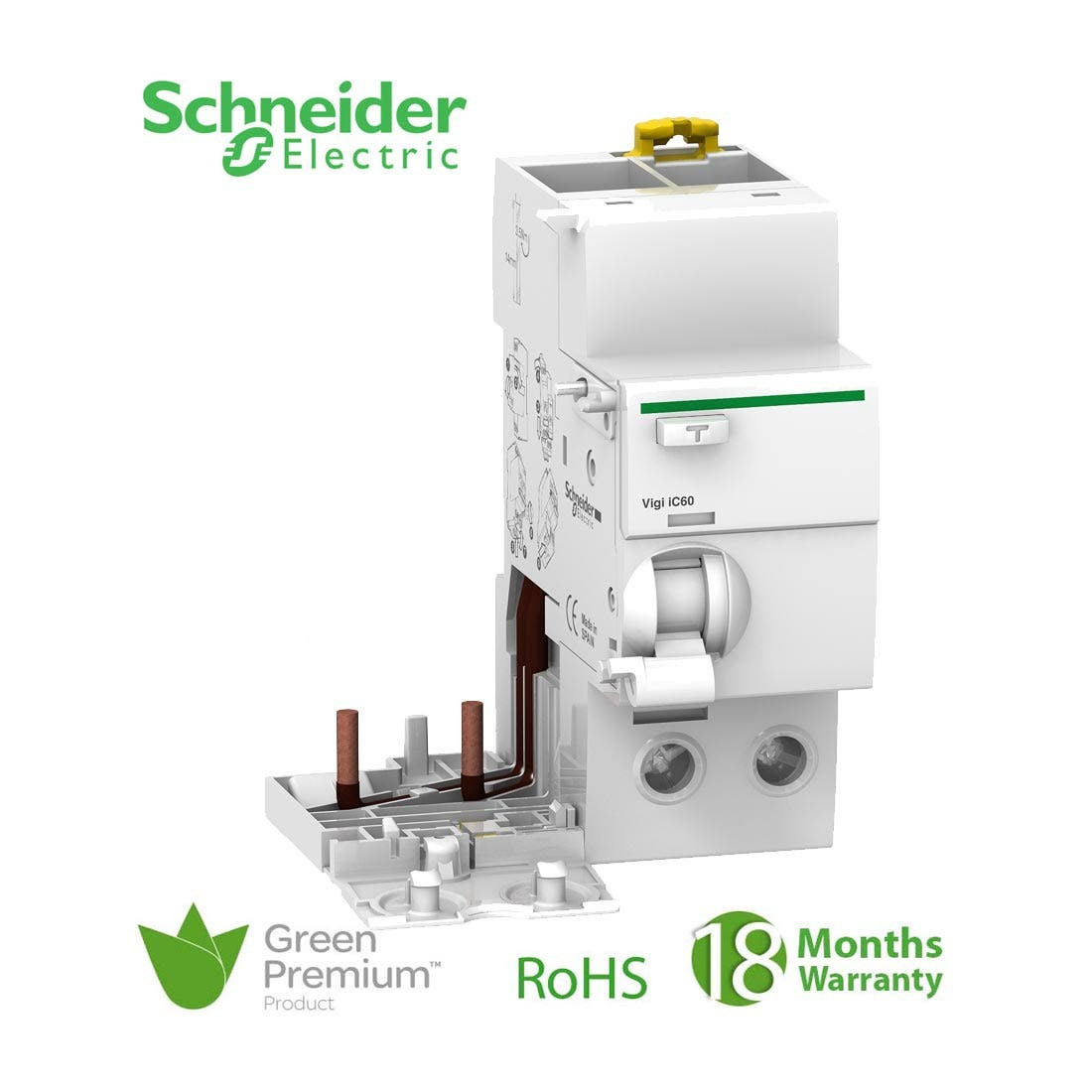 SCHNEIDER - Vigi IC60, Earth-Leakage add-on Block, 2P, 40A, 30mA, AC Type