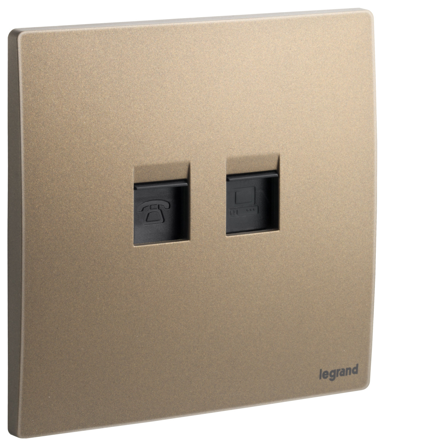 LEGRAND - Telephone/Data socket Mallia, RJ 11 + RJ 45 Socket, Category 6, UTP, Dark Bronze