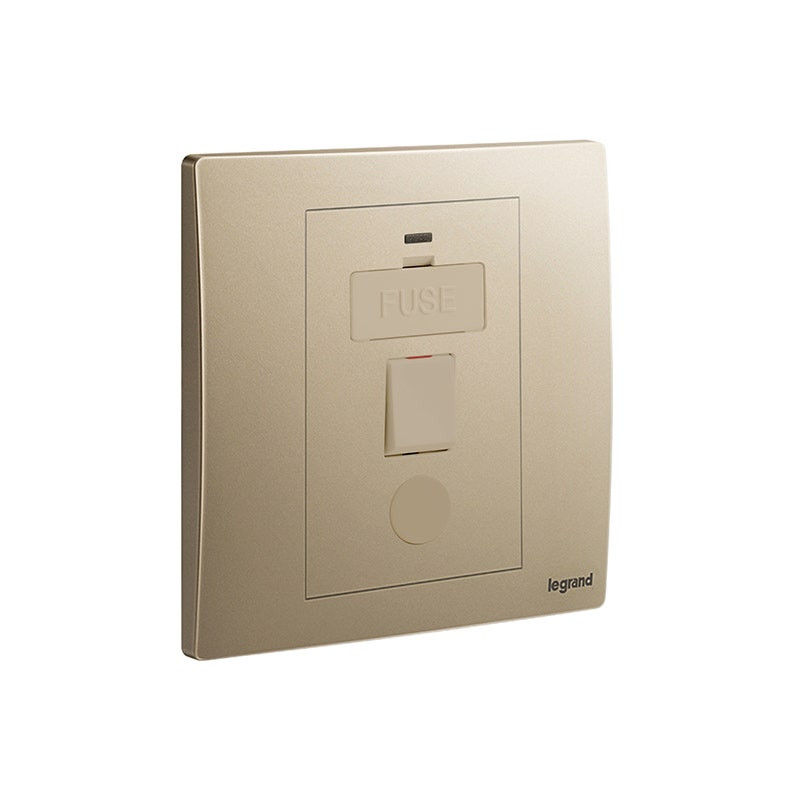 LEGRAND - Fused Connection Unit Mallia Senses, 1 Gang, Switched, 13A 250V, with Led Indicator + Cord Outlet, Dark Bronze