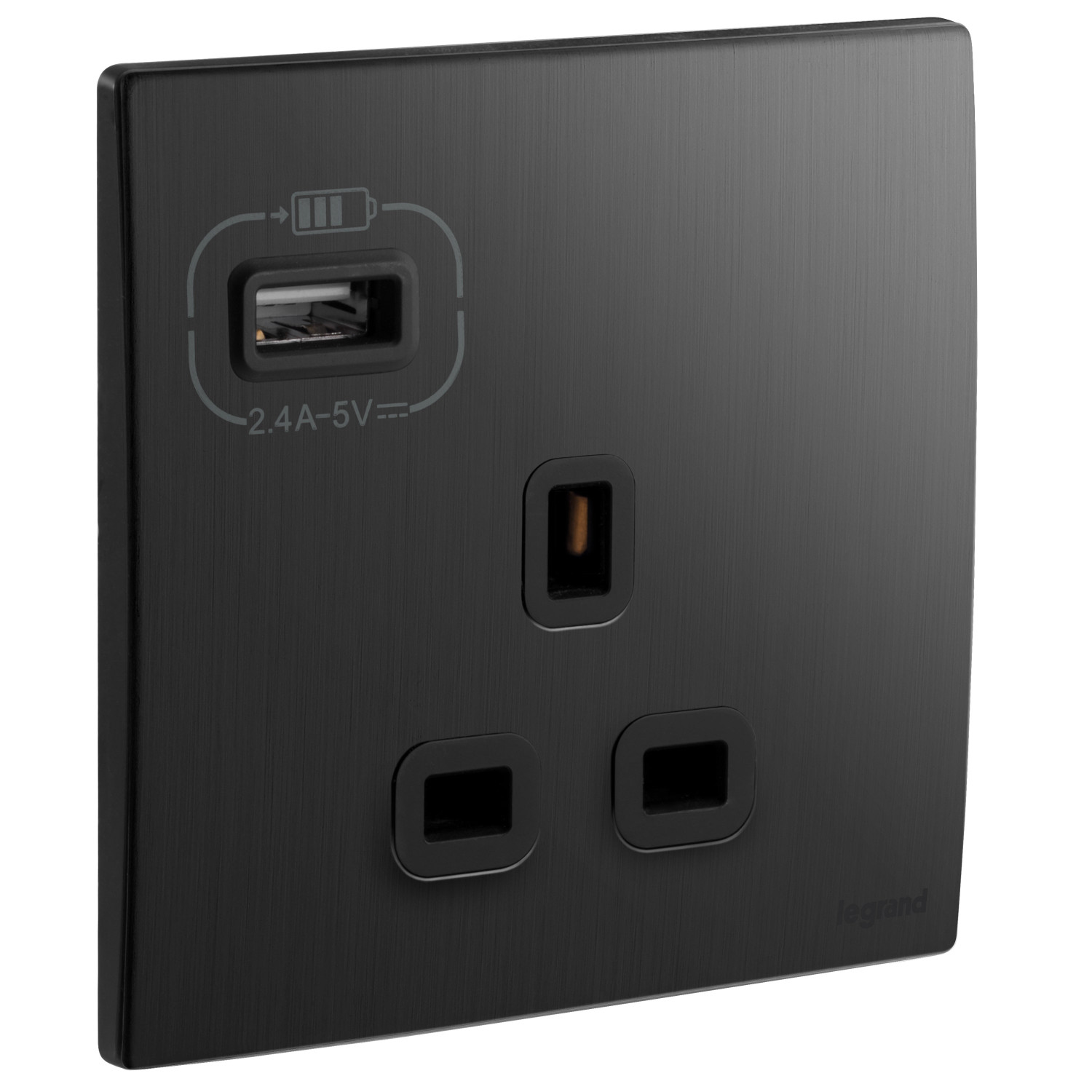 ليجراند - فيش ماليا - 13 أمبير مع مخرج USB - المواصفات البريطانية - لون أسود