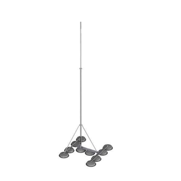 BAHRA EARTHING - Free Standing Air Terminal Rod with Tripod Support Frame and 6 Nos Circular Concrete Base, 8 Meters