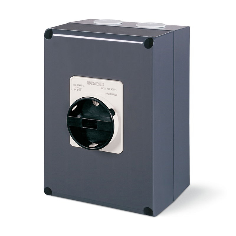 SCAME - Enclosed Switch Disconnector, 20A , 2P, IP66, 150x210x107mm, Y1, IK10, General, Grey/Black, High Wiring Capacity