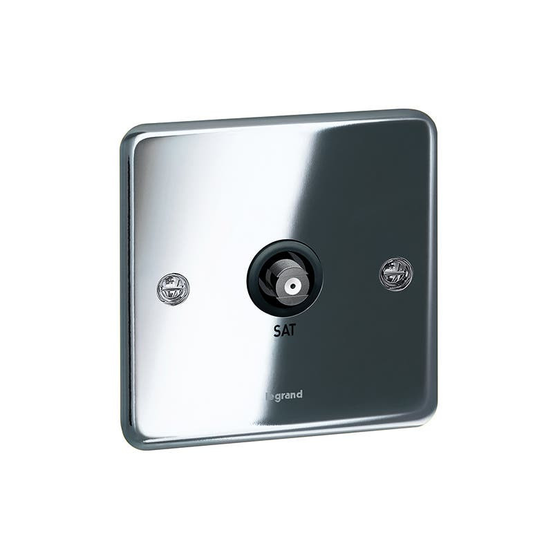 LEGRAND - SAT Socket Synergy Authentic, Single, Female, Polished Stainless Steel