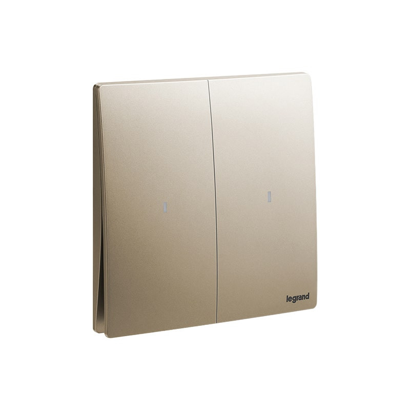 LEGRAND - Double Pole Switch Mallia Senses, 2 Gang, 1 Way, 20AX, 250V, with Red Indicator, Dark Bronze