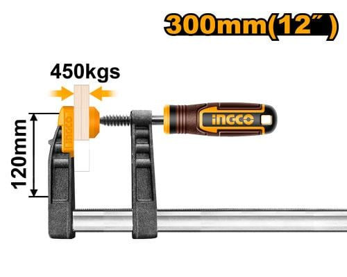 Ingco F Clamp 12" size:120x300mm مربط نجارين 12 بوصة