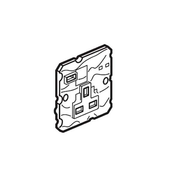 LEGRAND - Socket Arteor, 13A-250V, BS, with USB Type-C Charger, Single Pole Unswitched, Soft Aluminium
