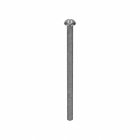 Machine Screw, #10-32, Round, Slotted, 18-8 (304) Stainless Steel, Plain, 3 1/2Inch Length