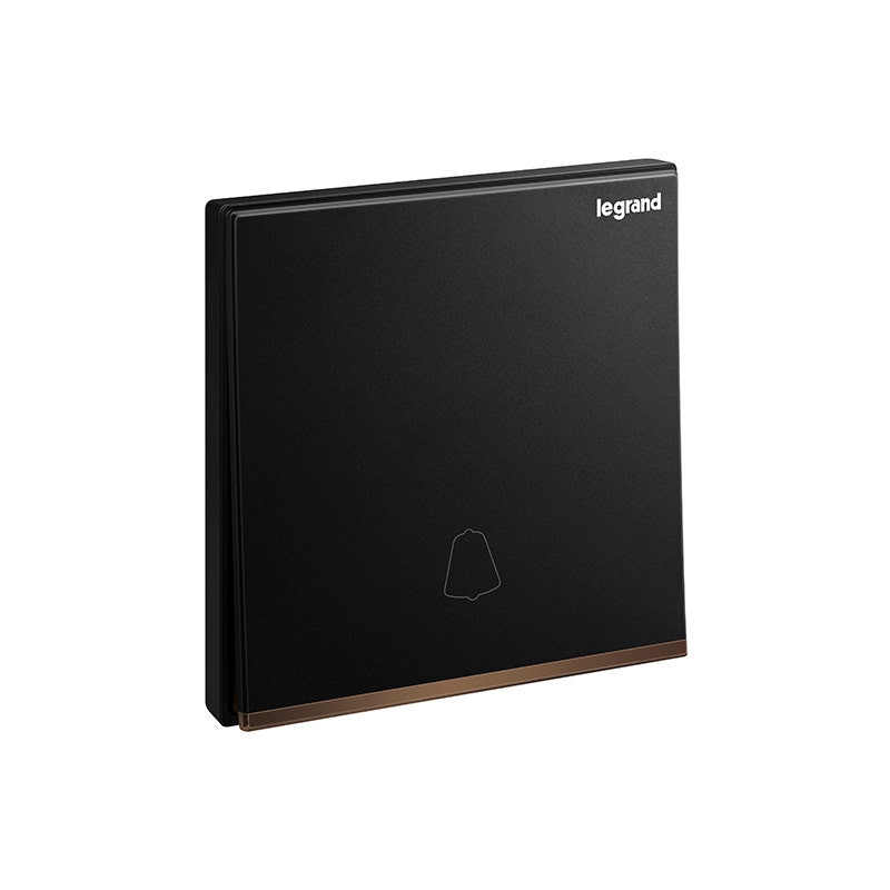 ليجراند - زر الضغط Galion، مفرد، 16A، 250V، مع علامة الجرس، Matt Black