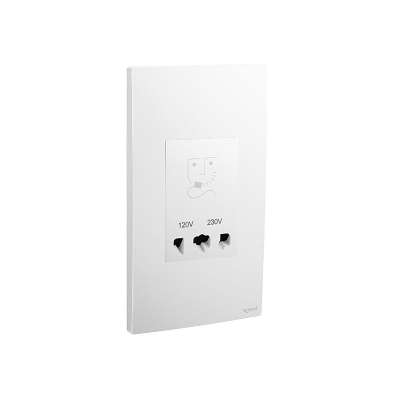LEGRAND - Shaver Socket Outlet Mallia Senses, 2 Gang, 120/240V, Matt White