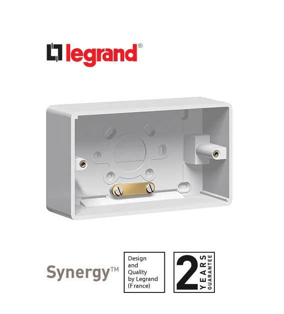 LEGRAND - Surface Mounting Box Synergy - Plastic - 2 Gang - 50 mm Deep With Cable Grip