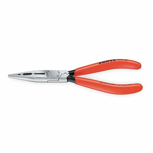 Long Nose Pliers, Jaw Length: 1 3/4 in, Jaw Width: 1/2 in, Jaw Bend: 0°, Tip Width: 5/16 in