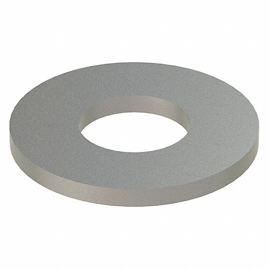 Stainless Steel Flat Washer, Plain Fastener Finish, Fits Bolt Sizes 1/4 in, Silver