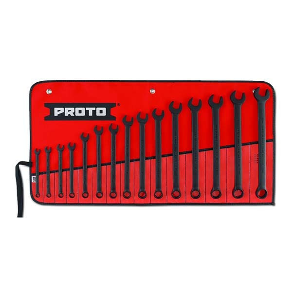 PROTO - Black Oxide Metric Combination ASD Wrench Set, 15 Pieces, 12 Point