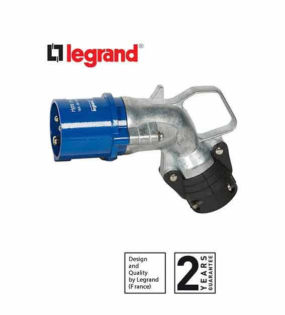 LEGRAND - Angled Plug Hypra, IP44, 200/250 V~, 16 A, 2P+E, Metal