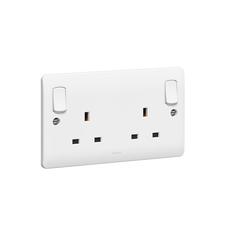 LEGRAND - Socket Outlet Synergy, Double Pole, 2 Gang for Standard E Applications, 13A, 250 V~, White