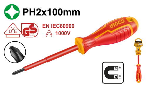 Insulated screwdriver PH2×100mm مفك معزول صليبة فليبس