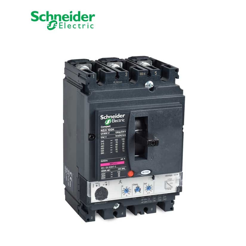 شنايدر - قاطع رئيسي 100 أمبير - ComPact NSX100H, 3P 3d, 70kA at 415 VAC, MicroLogic 2.2 Trip Unit 100A