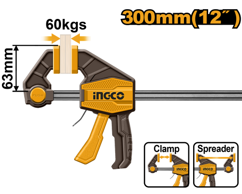 Quick bar clamp 12" size:63x300mm مربط نجارين سريع اتوماتيك 12 بوصة