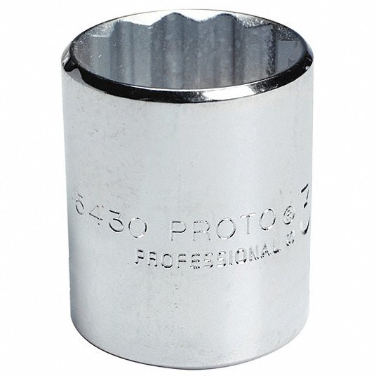 Socket, 1/2 inch Drive Size, 1 3/8 inch Socket Size, 12-Point, Alloy Steel, Standard, Chrome Finish, SAE