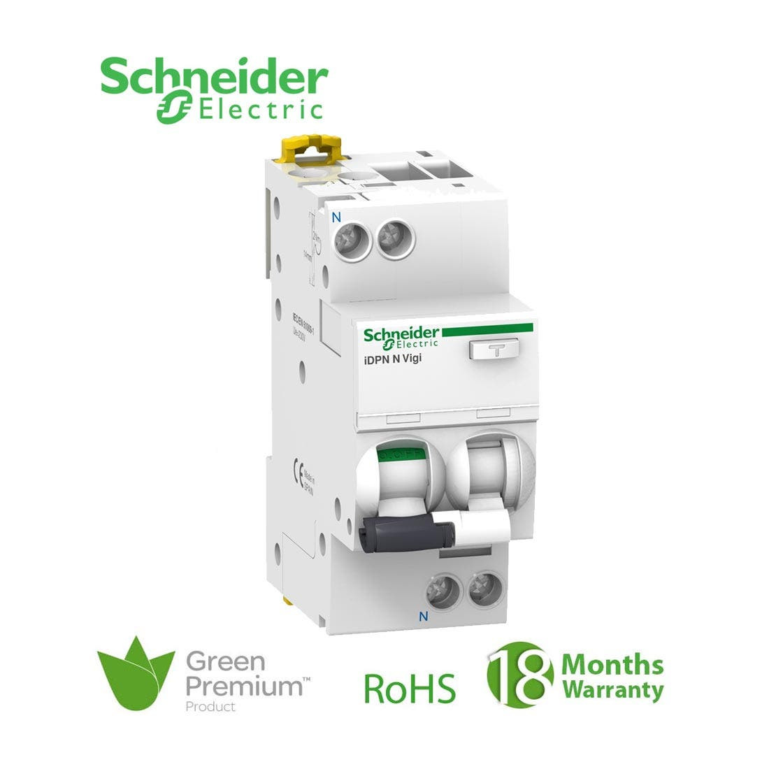 SCHNEIDER - Acti9, iDPN N Vigi, RCBO, 1P+N, 6 A, C Curve, 6000A, 30mA, Type A