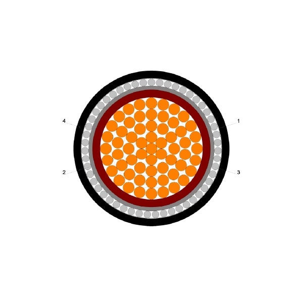 BAHRA CABLES - Power Cable Low Voltage, XLPE Copper AWA, 1x500mm, 600/1000V, Black - RM BS 5467 FR- IEC 60332-1