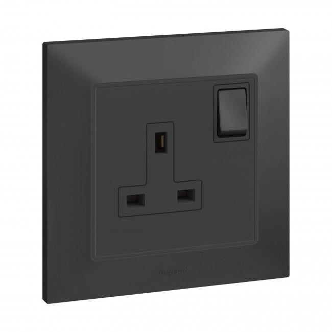 LEGRAND - British standard socket outlet Belanko S - 13A x 250V~ 1 gang double pole switched - anthracite